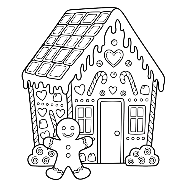 Coloriage Coloriage Noël Maison Pain d'Épice à imprimer