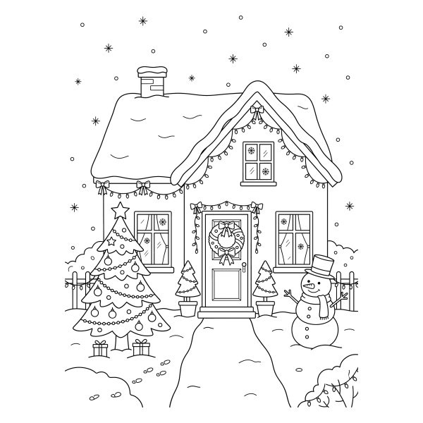 Coloriage Coloriage Noël Maison à imprimer