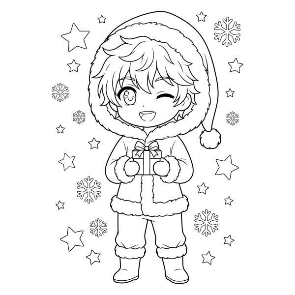 Coloriage Coloriage Noël Manga à imprimer