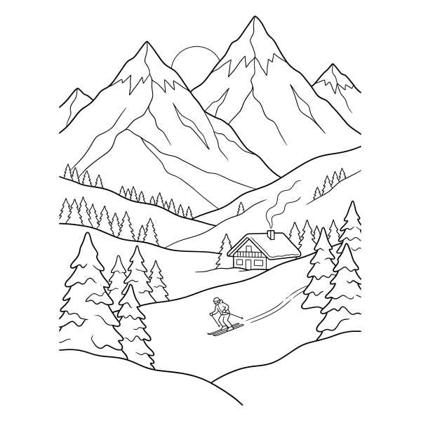Coloriage Coloriage Noël Montagne à imprimer