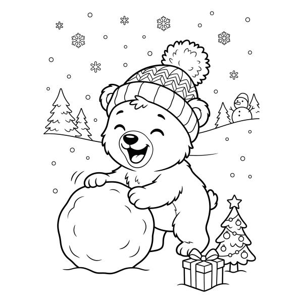 Coloriage Coloriage Noël Ours Blanc à imprimer
