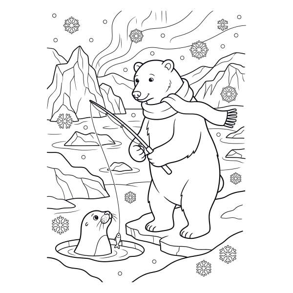 Coloriage Coloriage Noël Ours Polaire à imprimer