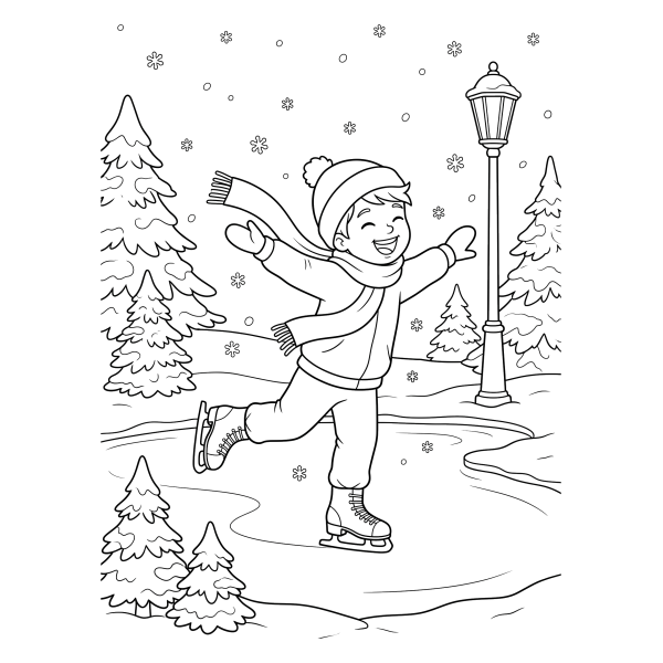 Coloriage Coloriage Noël Patin à Glace à imprimer