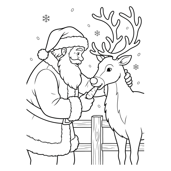 Coloriage Coloriage Noël Père Noël et Renne à imprimer