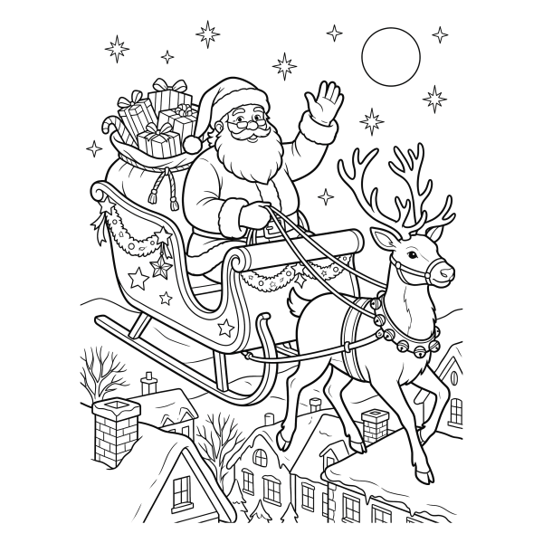 Coloriage Coloriage Noël Père Noël Traîneau à imprimer