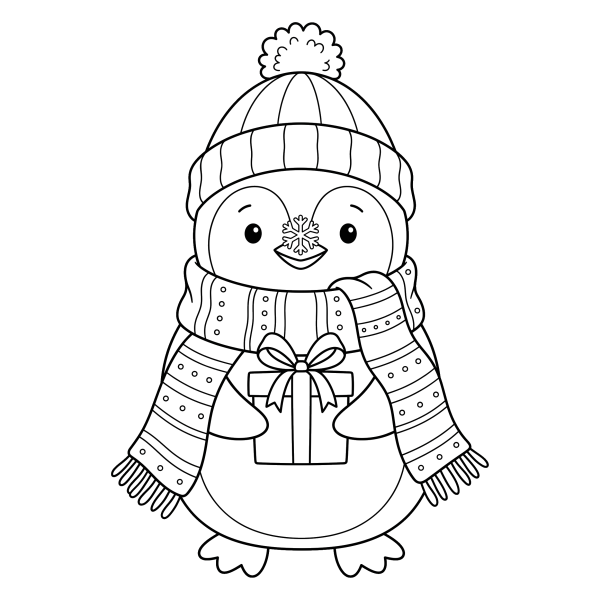 Coloriage Coloriage Noël Pingouin à imprimer