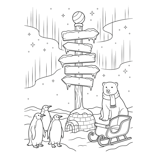 Coloriage Coloriage Noël Pôle Nord à imprimer