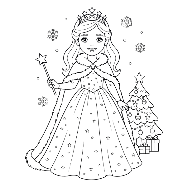 Coloriage Coloriage Noël Princesse à imprimer