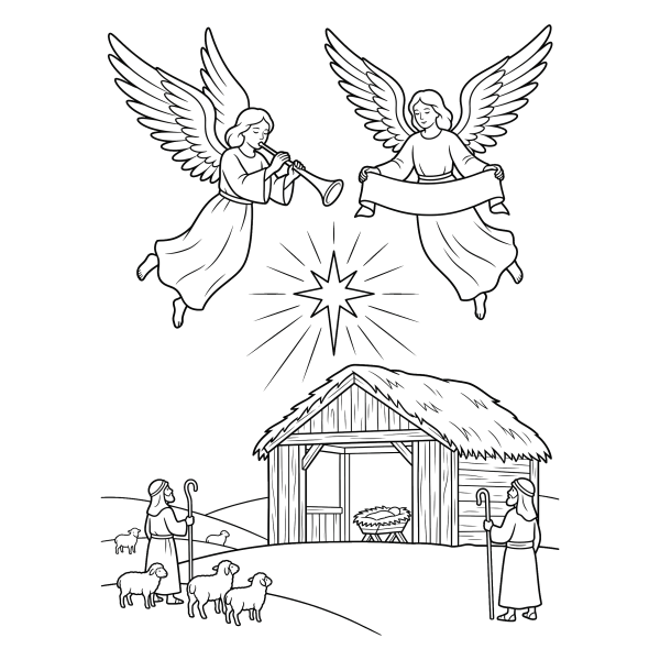 Coloriage Coloriage Noël Religieux à imprimer