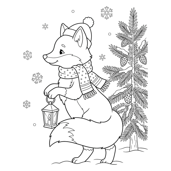 Coloriage Coloriage Noël Renard à imprimer