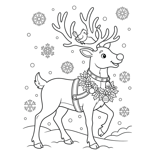 Coloriage Coloriage Noël Renne à imprimer