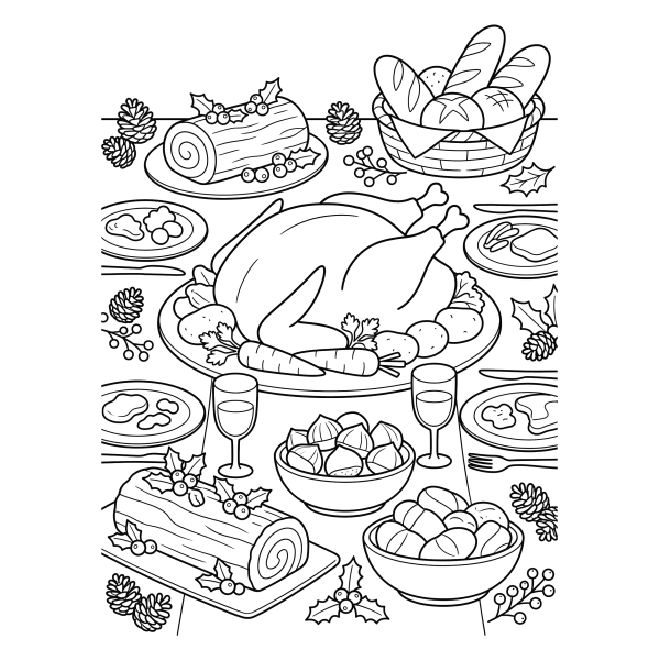 Coloriage Coloriage Noël Repas de Noël à imprimer