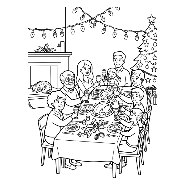 Coloriage Coloriage Noël Réveillon à imprimer