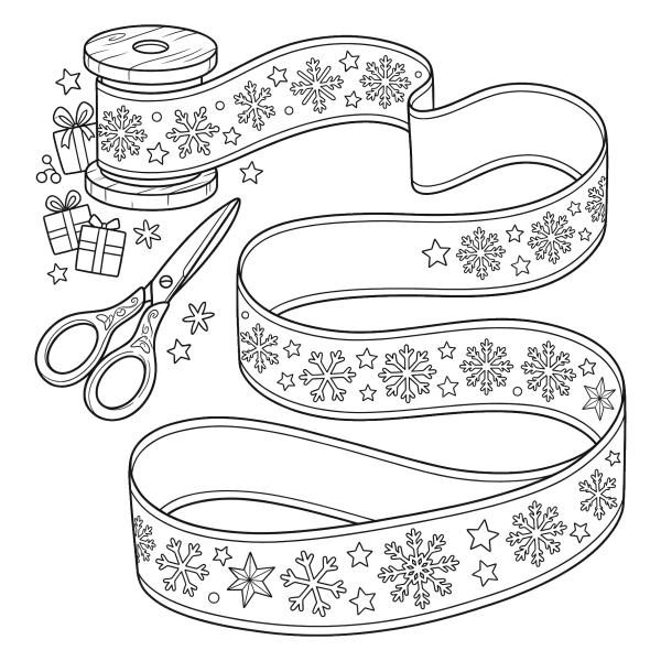 Coloriage Coloriage Noël Ruban à imprimer