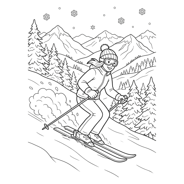 Coloriage Coloriage Noël Ski à imprimer