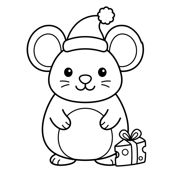 Coloriage Coloriage Noël Souris à imprimer