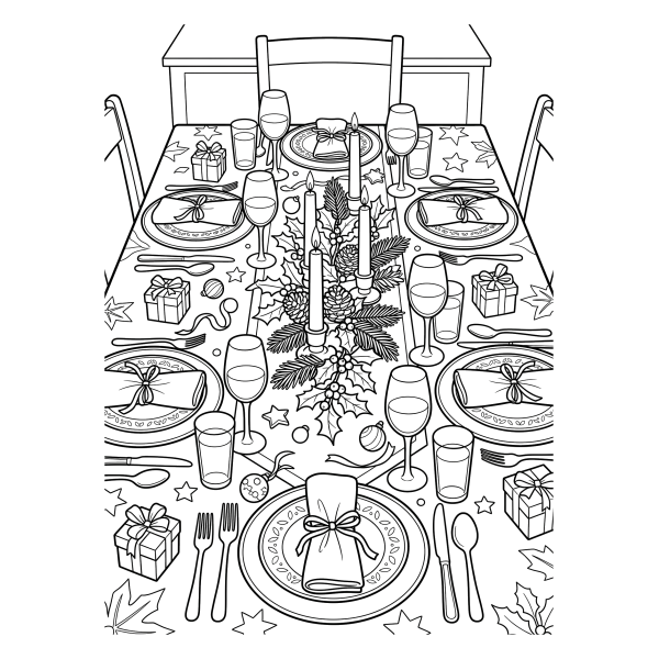 Coloriage Coloriage Noël Table de Noël à imprimer