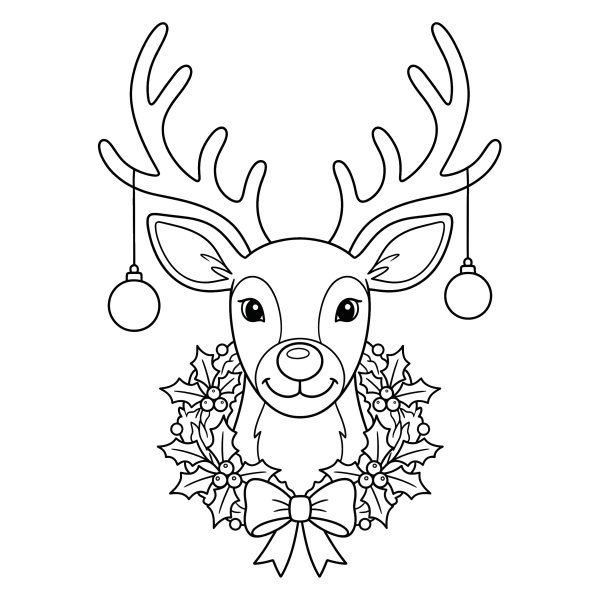 Coloriage Coloriage Noël Tête de Renne à imprimer