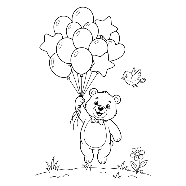 Coloriage Coloriage Ours et Ballon à imprimer