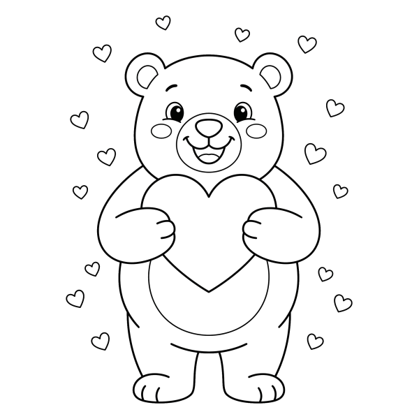 Coloriage Coloriage Ours et Cœur à imprimer
