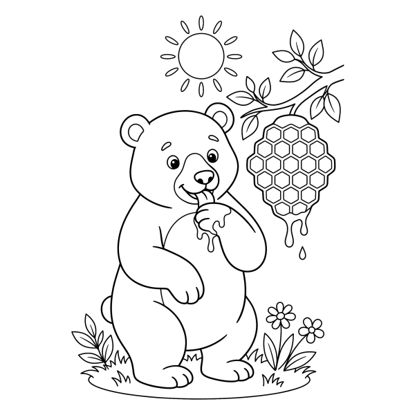 Coloriage Coloriage Ours et Miel à imprimer