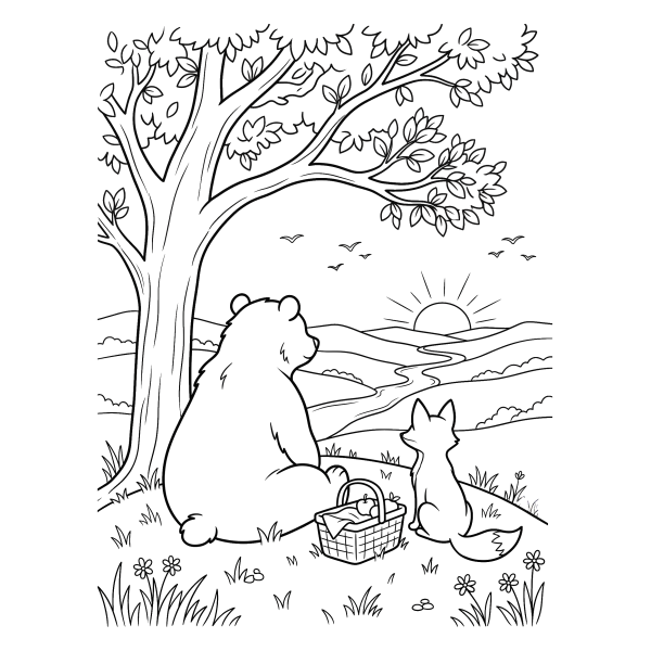 Coloriage Coloriage Ours et son Ami à imprimer