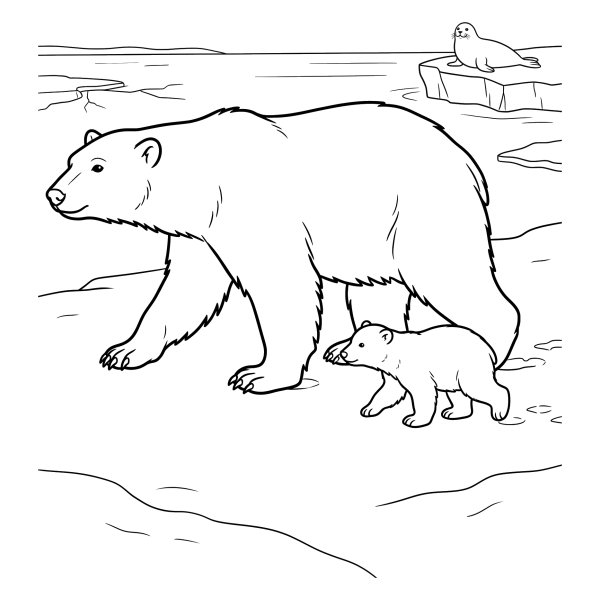 Coloriage Coloriage Ours Polaire sur la Banquise à imprimer