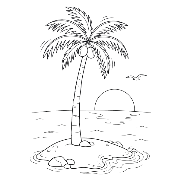 Coloriage Coloriage Palmier et Soleil à imprimer
