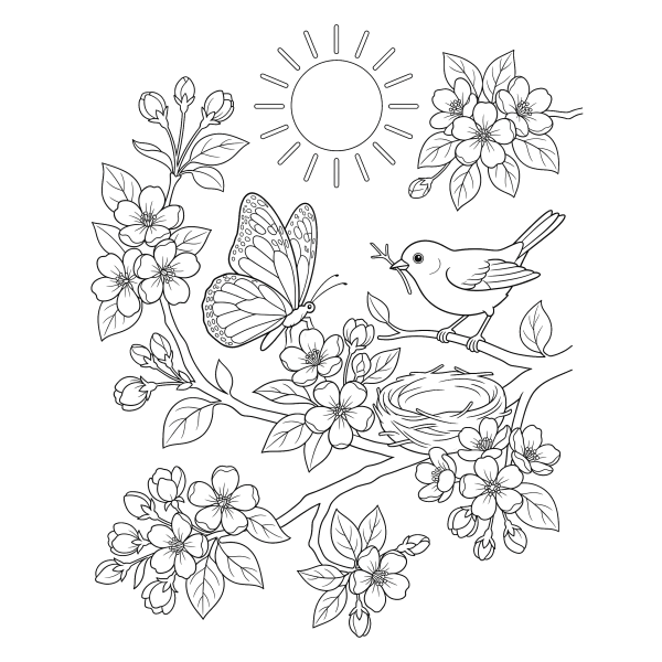 Coloriage Coloriage Papillon au Printemps à imprimer
