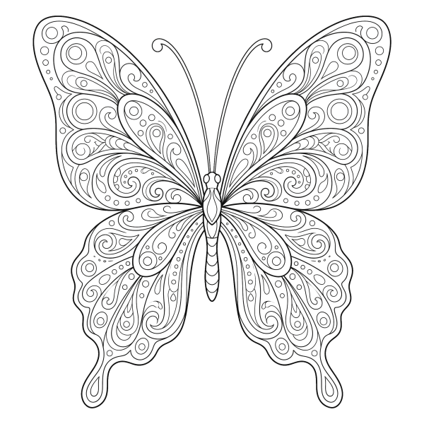 Coloriage Coloriage Papillon aux Ailes Déployées à imprimer
