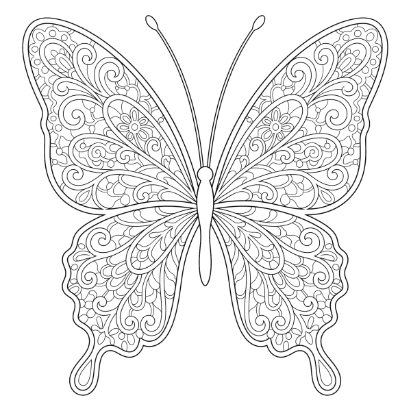 Coloriage Coloriage Papillon aux Ailes en Dentelle à imprimer