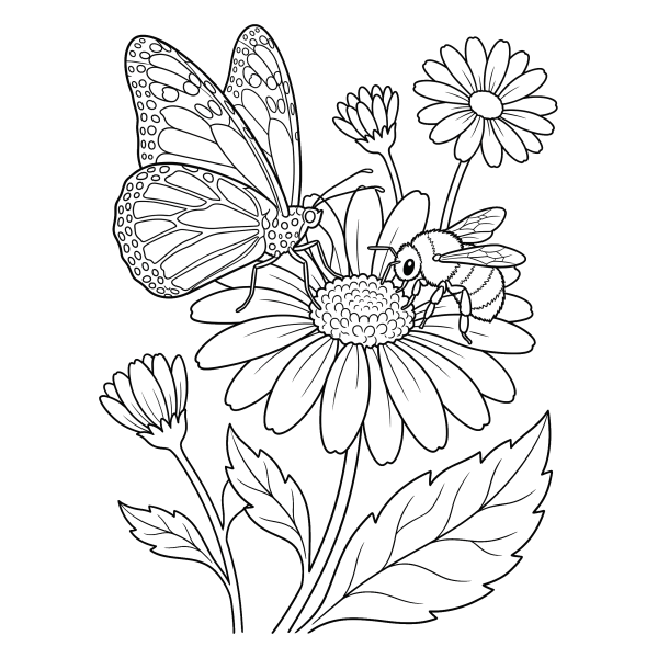 Coloriage Coloriage Papillon et Abeille à imprimer
