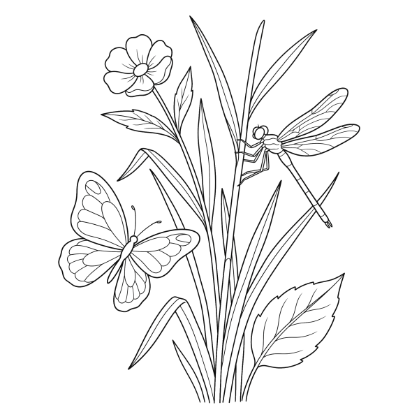 Coloriage Coloriage Papillon et Libellule à imprimer