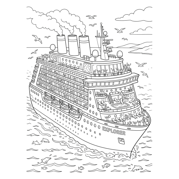 Coloriage Coloriage Paquebot de Croisière à imprimer