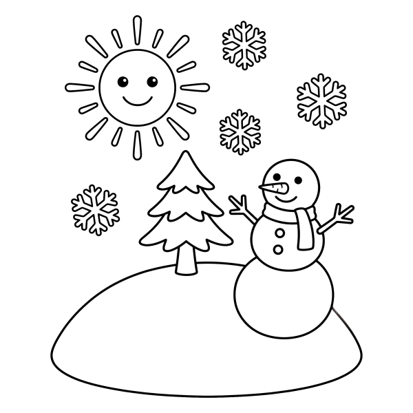Coloriage Coloriage Paysage Hiver Maternelle à imprimer