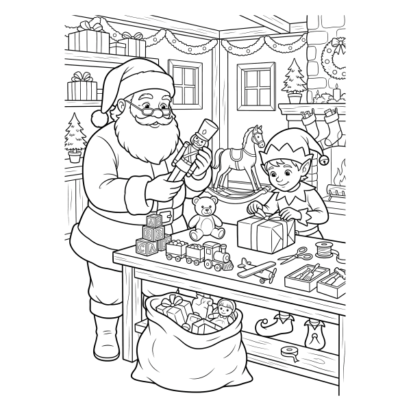 Coloriage Coloriage Père Noël Lutin à imprimer