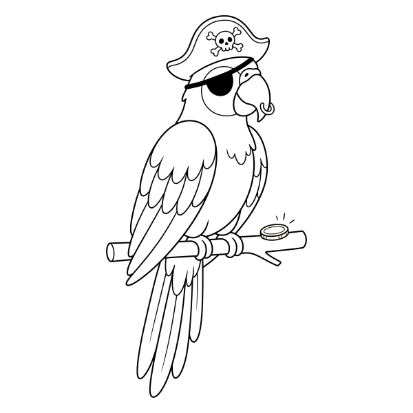 Coloriage Coloriage Perroquet Pirate à imprimer