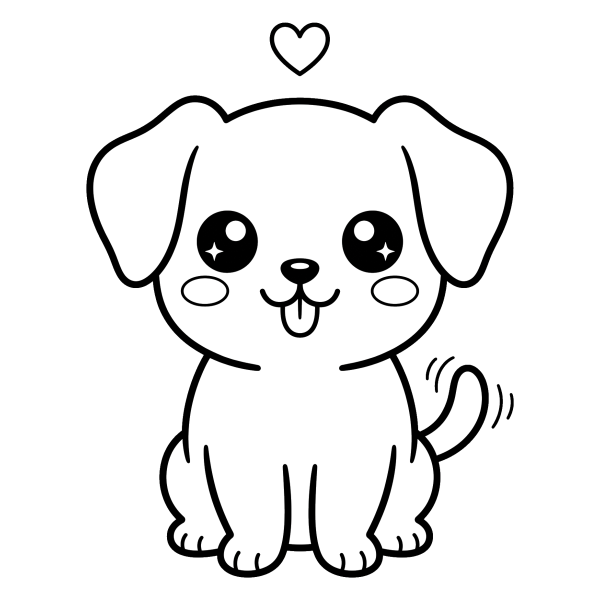 Coloriage Coloriage Petit Chien Kawaii à imprimer