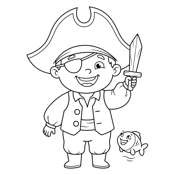 Coloriage Coloriage Petit Pirate Rigolo à imprimer