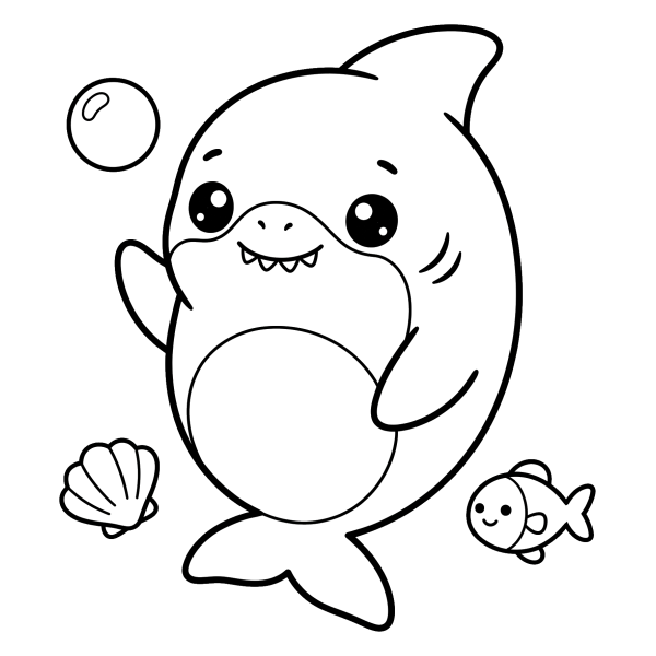 Coloriage Coloriage Petit Requin Mignon à imprimer