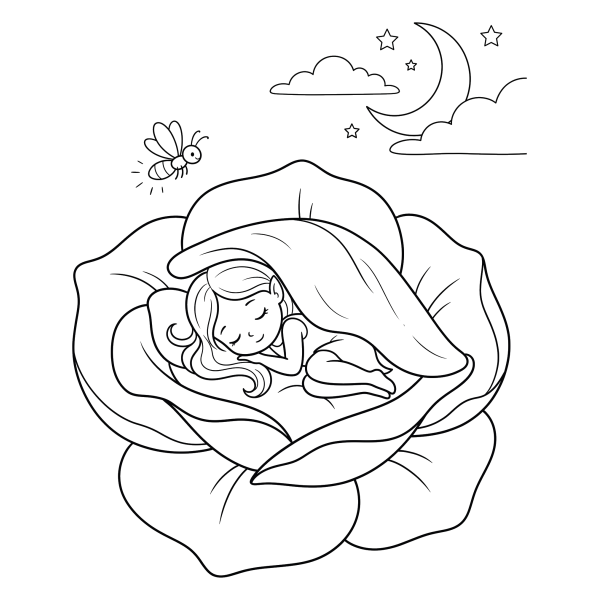 Coloriage Coloriage Petite Fée Endormie à imprimer