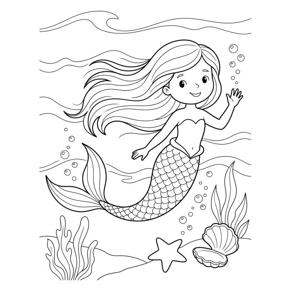 Coloriage Coloriage Petite Sirène à imprimer