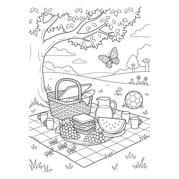 Coloriage Coloriage Pique-nique d'Été à imprimer