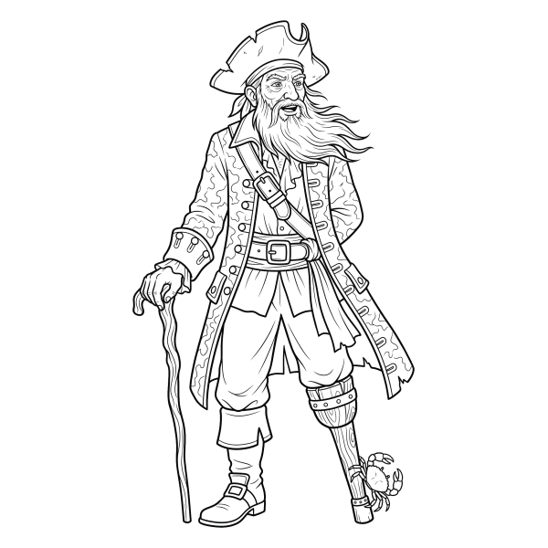 Coloriage Coloriage Pirate et sa Jambe de Bois à imprimer