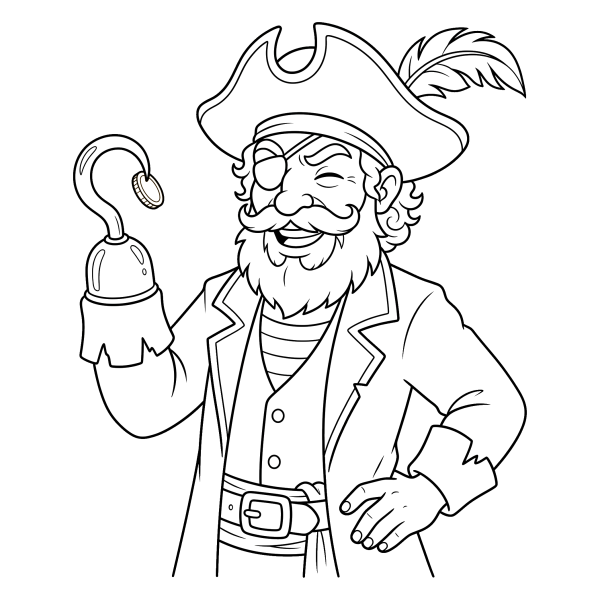 Coloriage Coloriage Pirate et son Crochet à imprimer
