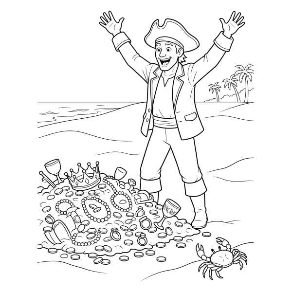 Coloriage Coloriage Pirate et son Trésor à imprimer