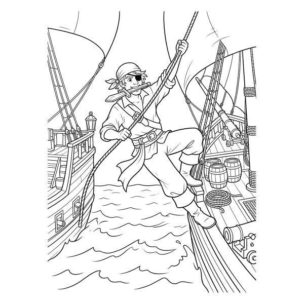 Coloriage Coloriage Pirate qui Monte à l'Abordage à imprimer