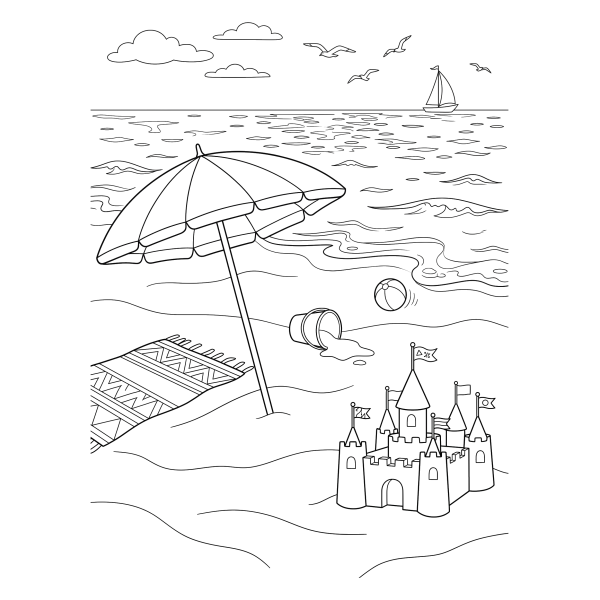 Coloriage Coloriage Plage en Été à imprimer