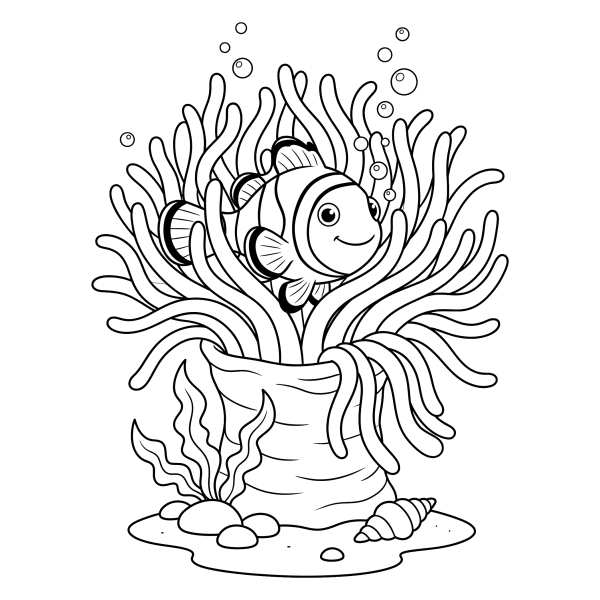 Coloriage Coloriage Poisson Clown à imprimer