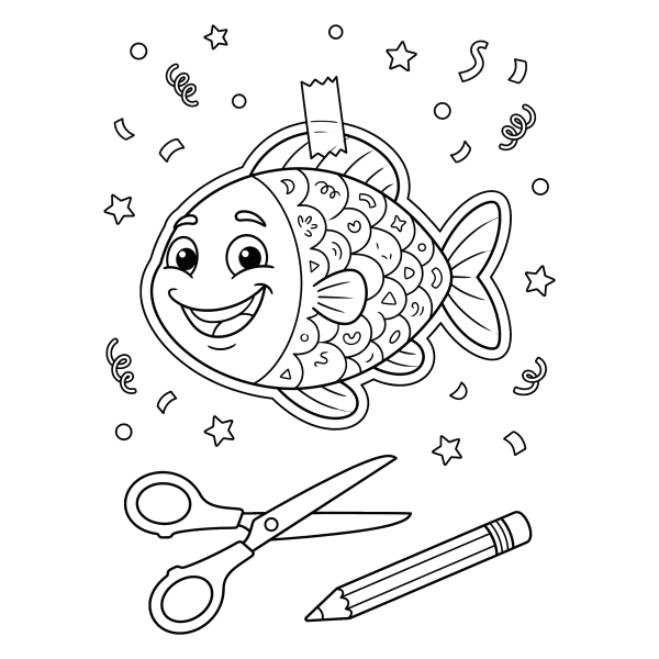 Coloriage Coloriage Poisson d'Avril à imprimer